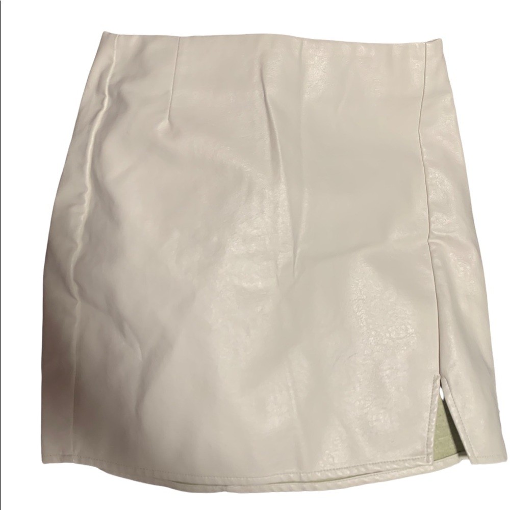 white leather skirt